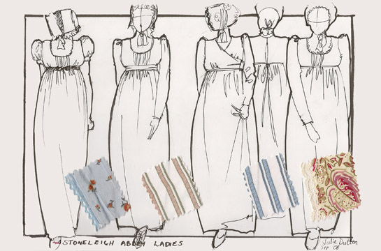 sketch of Jane Austen costumes